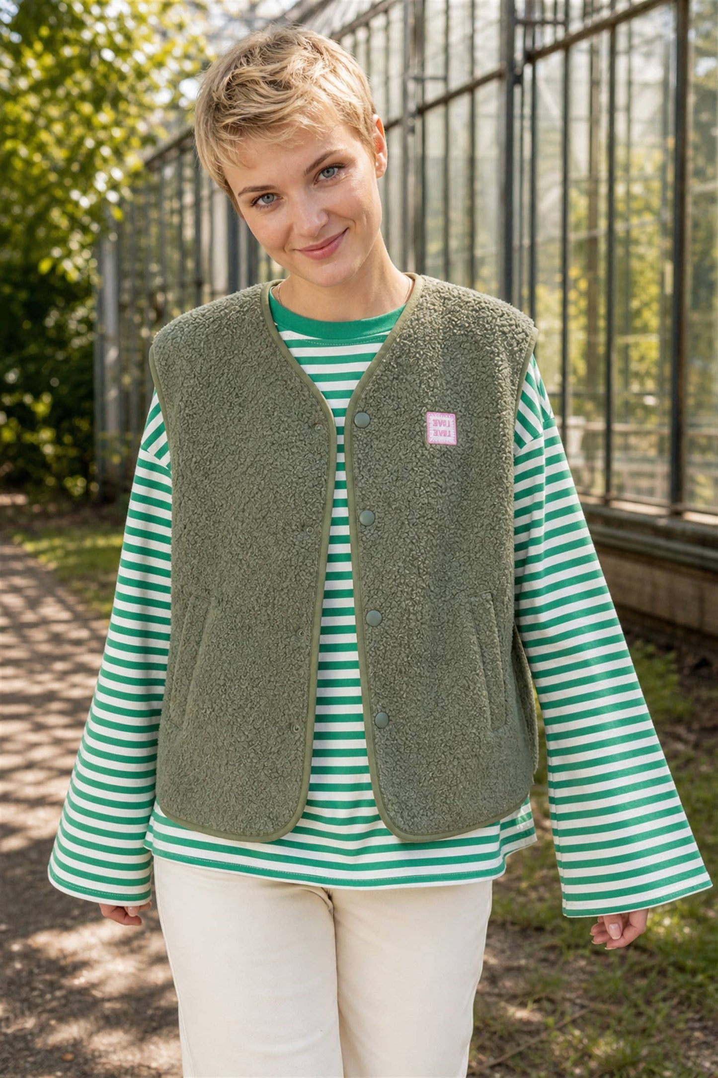 Gilet teddy boutonné: Kaki / TU - DupontDupont