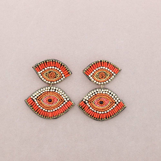 Boucles d'oreilles à double sequins Turkish Eye: Orange