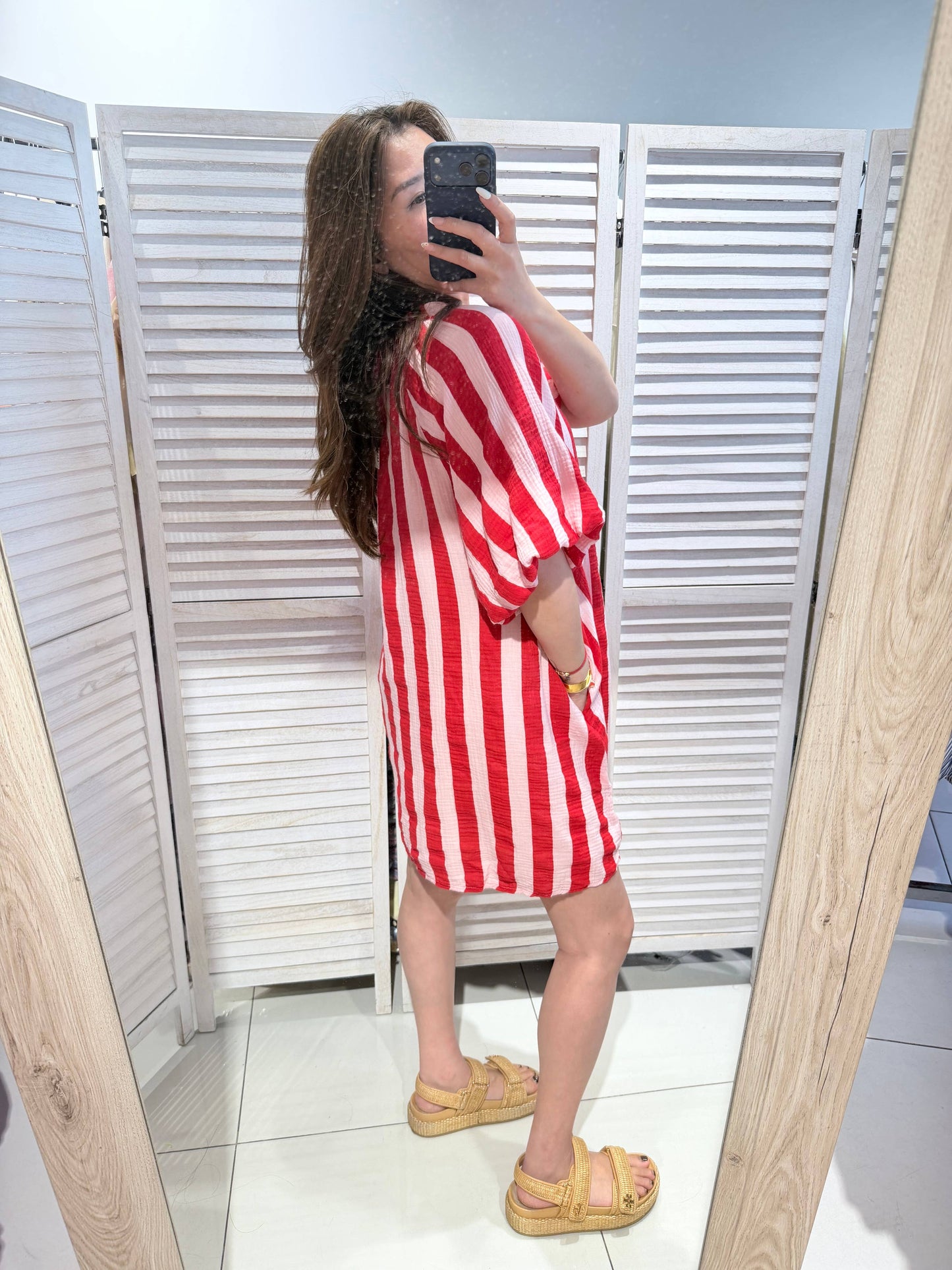 Robe rayée en coton: Rose / TU