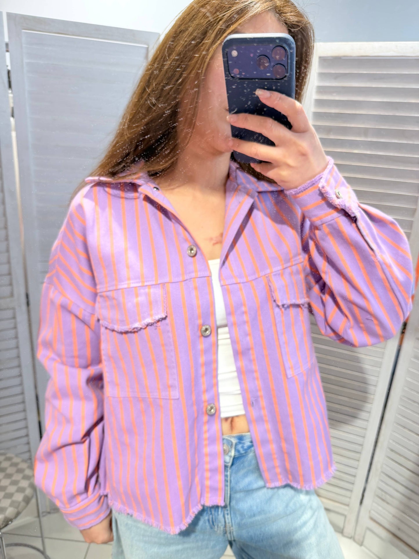 Veste rayée col chemise: Lilas / TU - DupontDupont