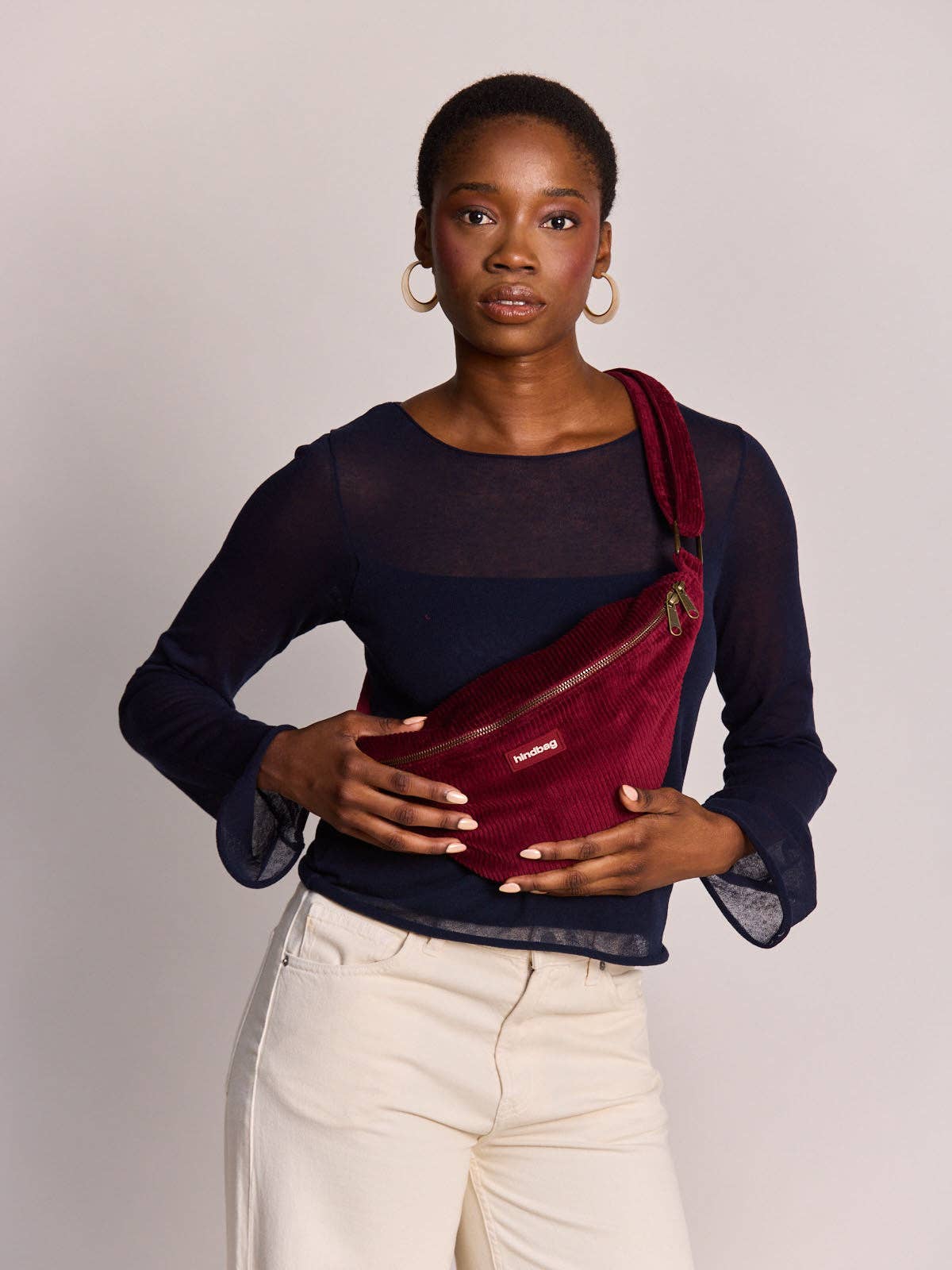 Sac banane sasha velours bordeaux