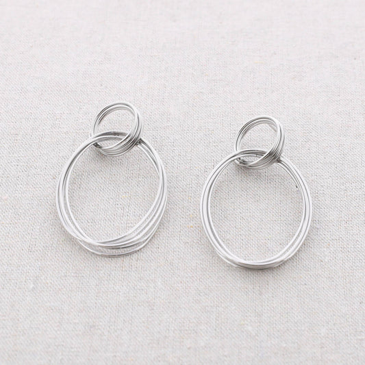 Boucles d'oreilles en acier à double anneau: Or