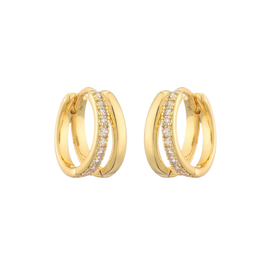 Boucles d’oreilles créoles Elena blanches: Blanc / Doré - DupontDupont