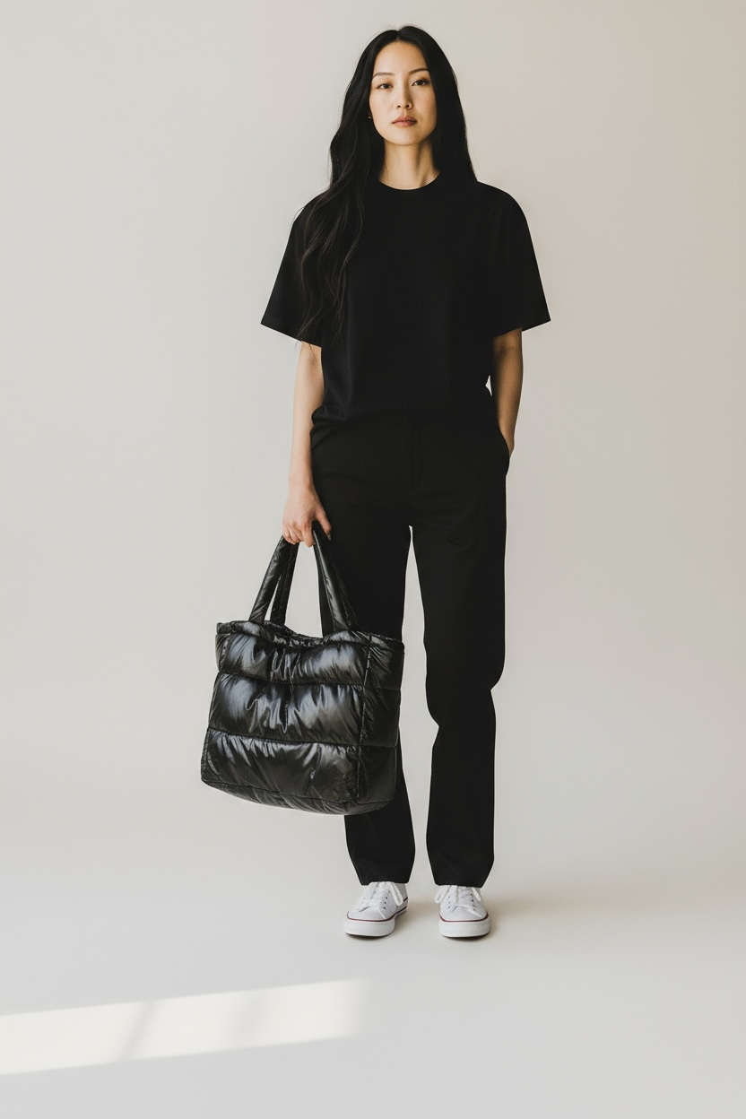 Sac cabas matelassé Noir