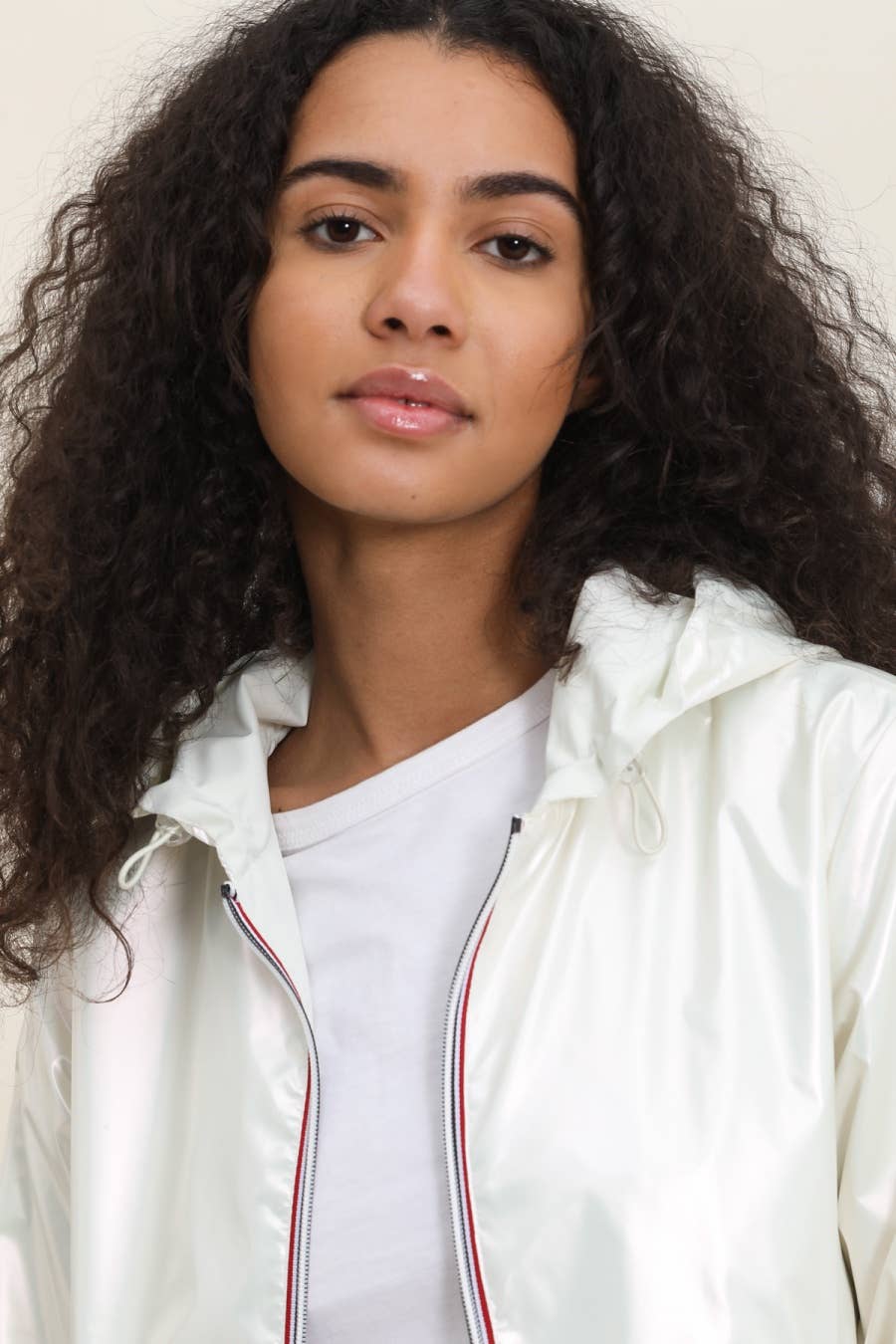 Veste imperméable réversible courte à capuche: Bleu jean