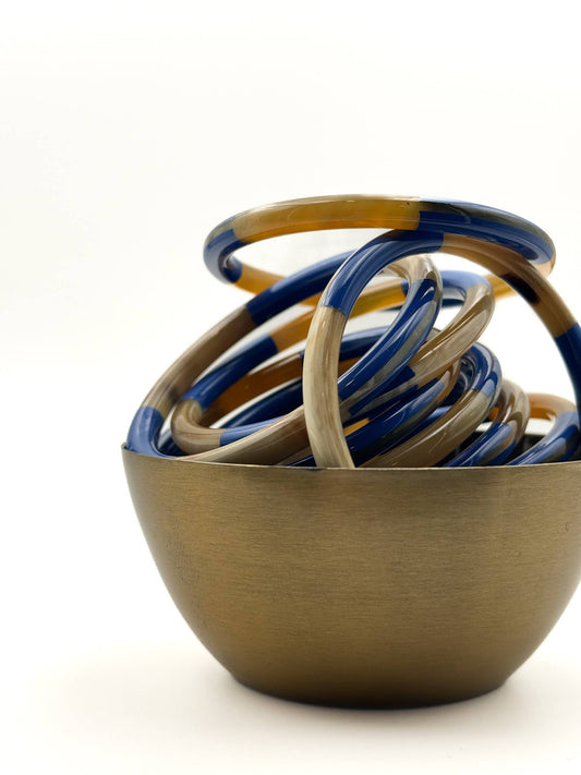 Jonc corne de buffle Bleu 6 mm C82: M - DupontDupont