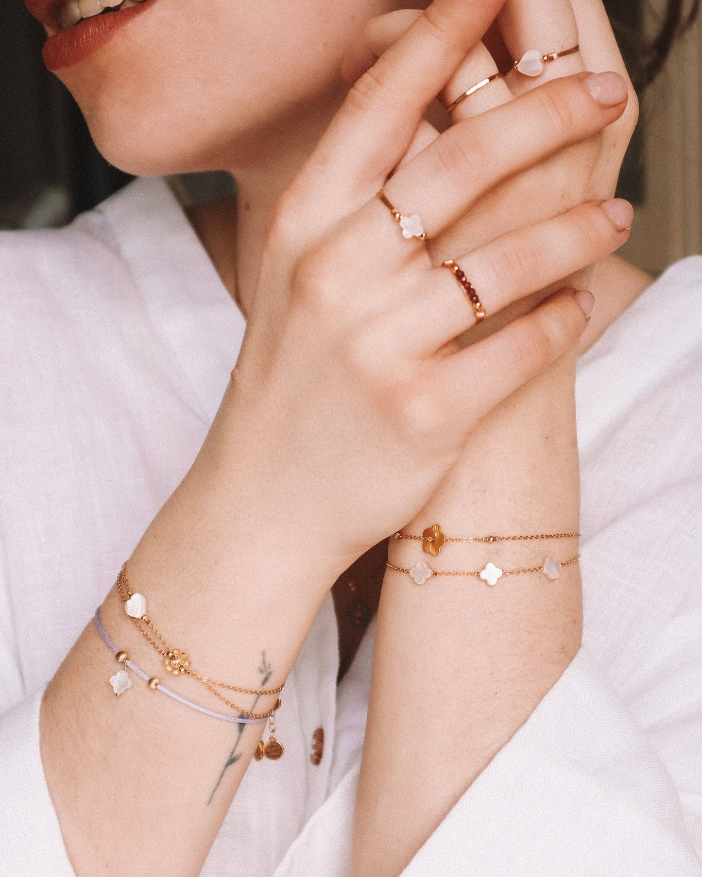 Bracelet Jasmin trèfle nacre