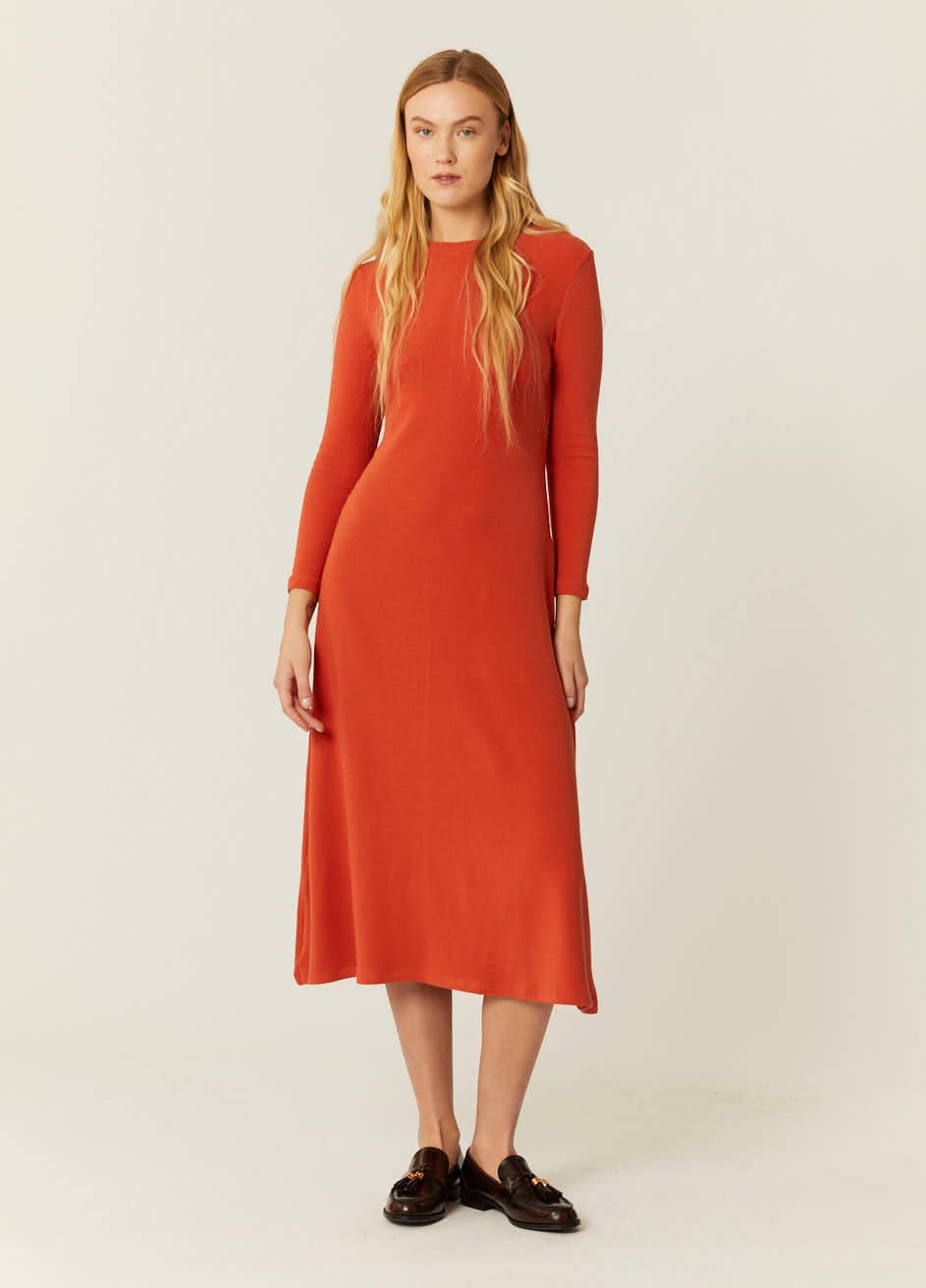 Robe côtelée orange