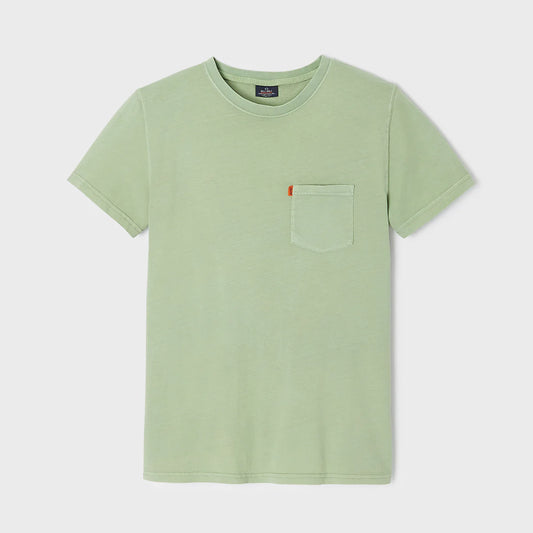 T-shirt Vintage coton bio - Garment dye vert clair