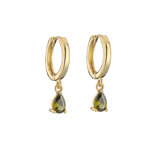 Boucles d'oreilles pendantes vert olive