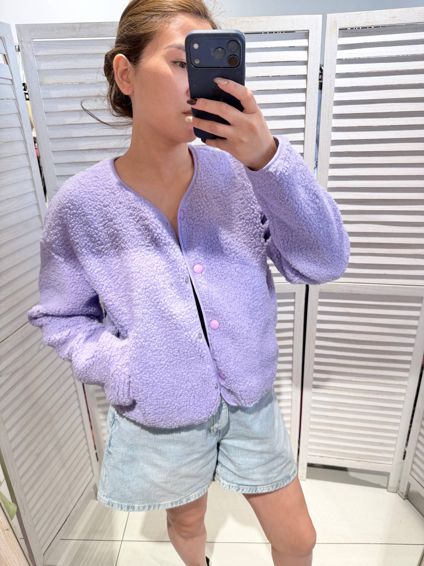 Veste à message en molleton: Lilas / TU