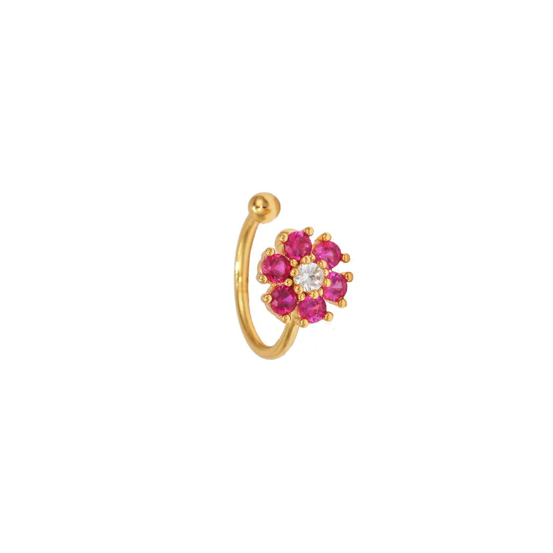 Earcuff Fleur de diamant fuchsia