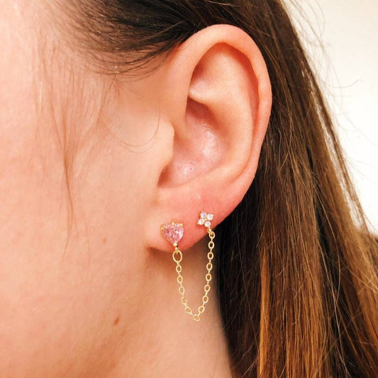 Boucles d'oreilles double rose- unité