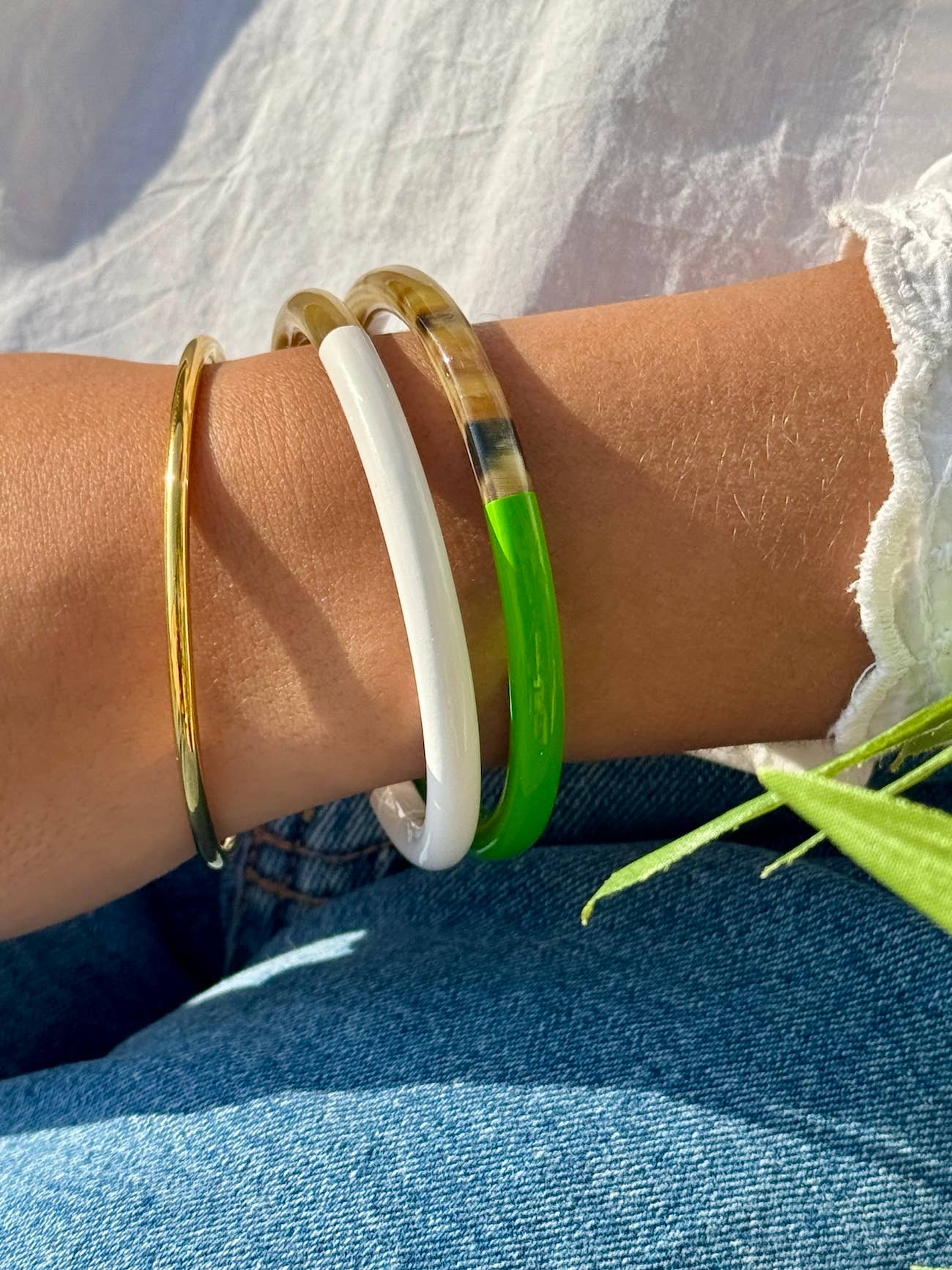 Jonc laqué en corne de buffle Vert Pomme: C31-M