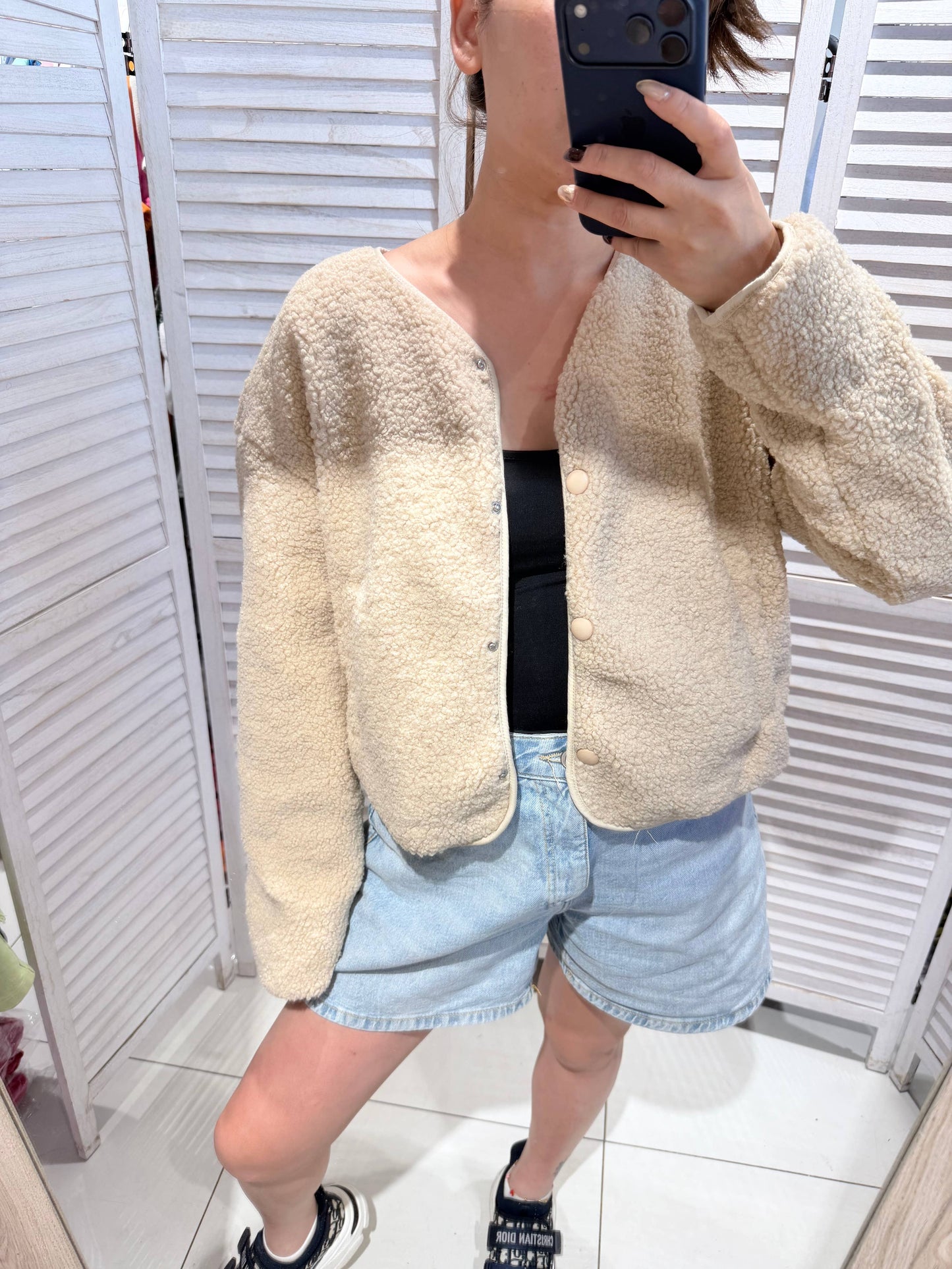 Veste en sherpa imprimée: Beige / TU - DupontDupont