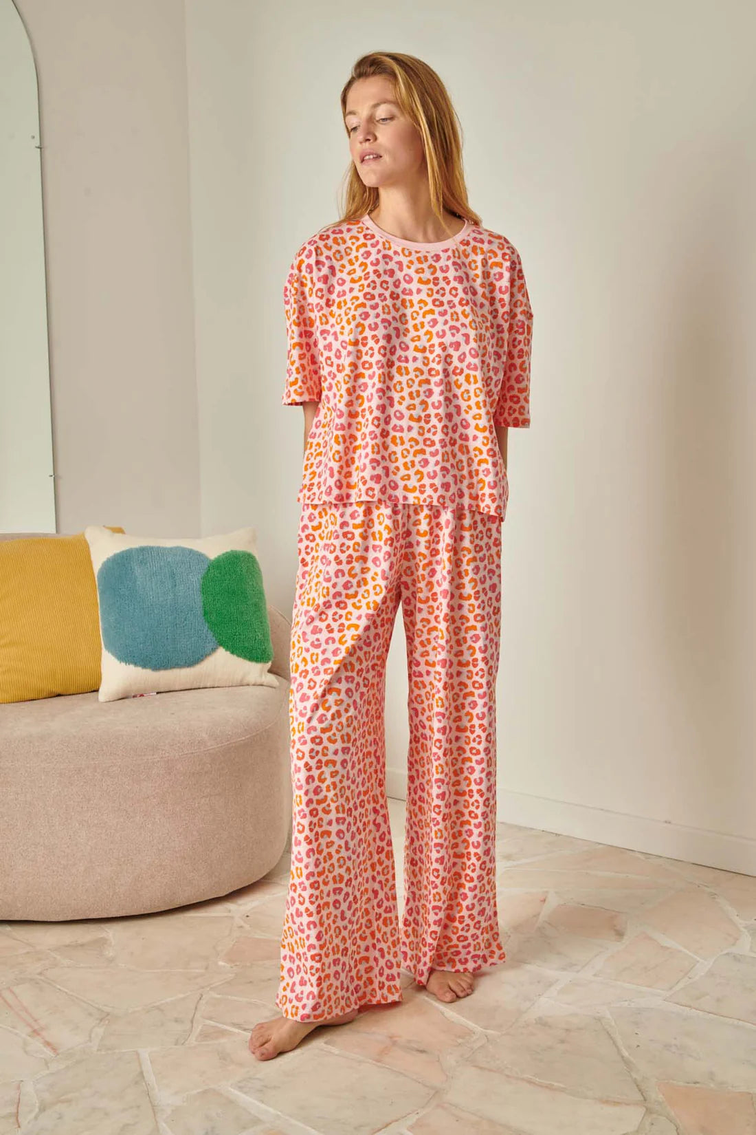 Ensemble long Léopard rose