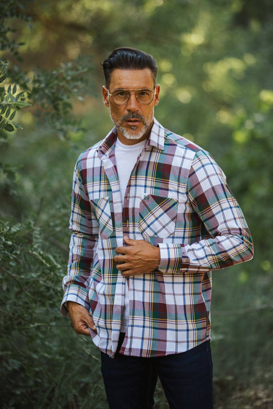 Surchemise Flanelle Blanc Bordeaux: M (3)