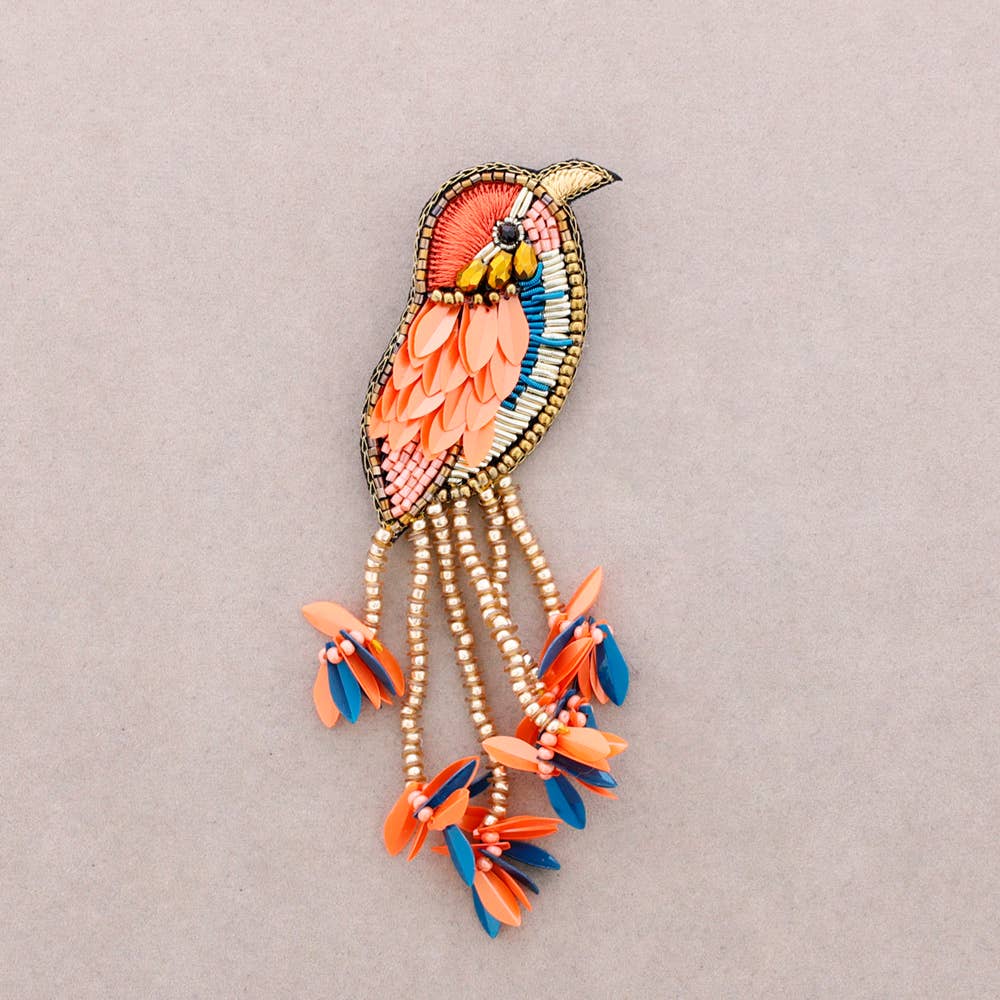 Broche oiseau Vert