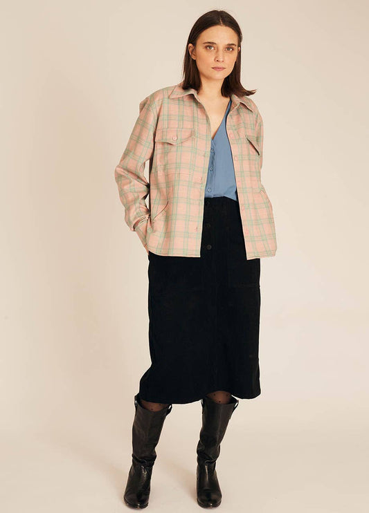 SURCHEMISE À CARREAUX NUDE