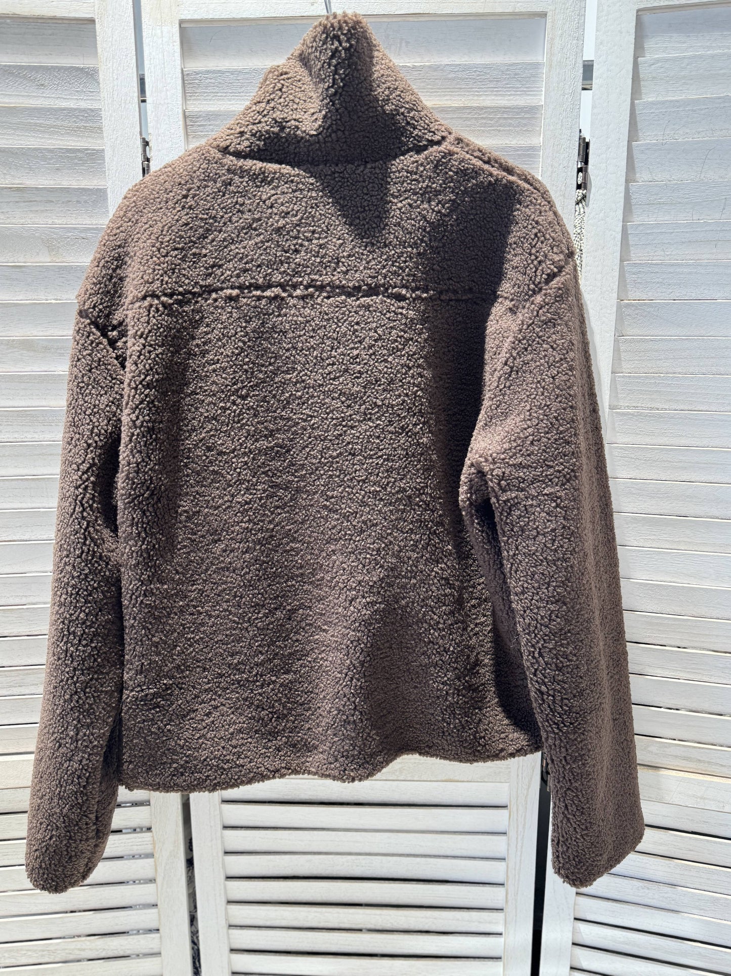 Veste en sherpa à zip: Marron / Taille unique