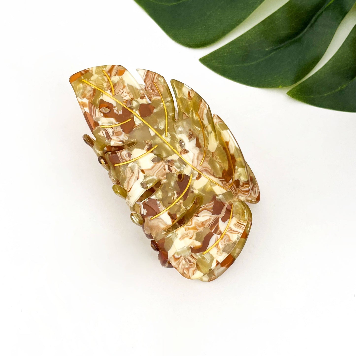 Pince à cheveux feuille monstera