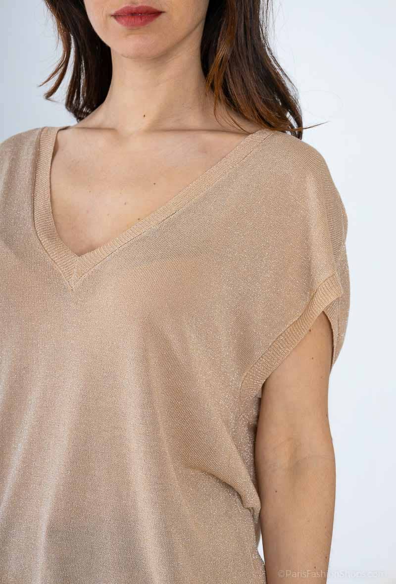 Top en maille Lurex: Noir