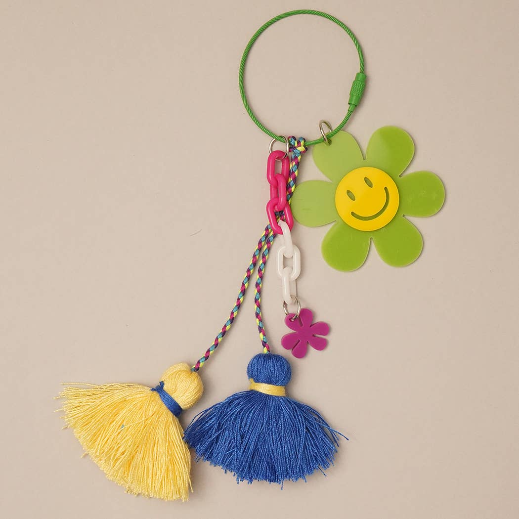 Breloque de sac porte-clés Happy Face