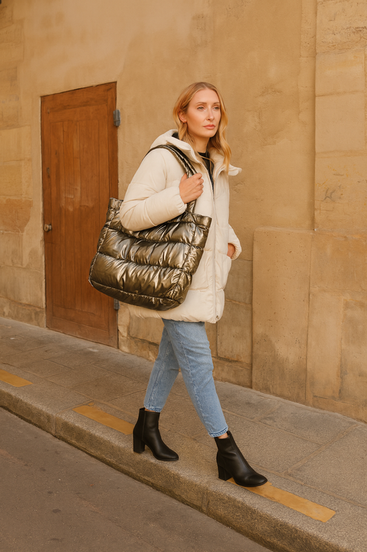 Sac cabas matelassé Noir
