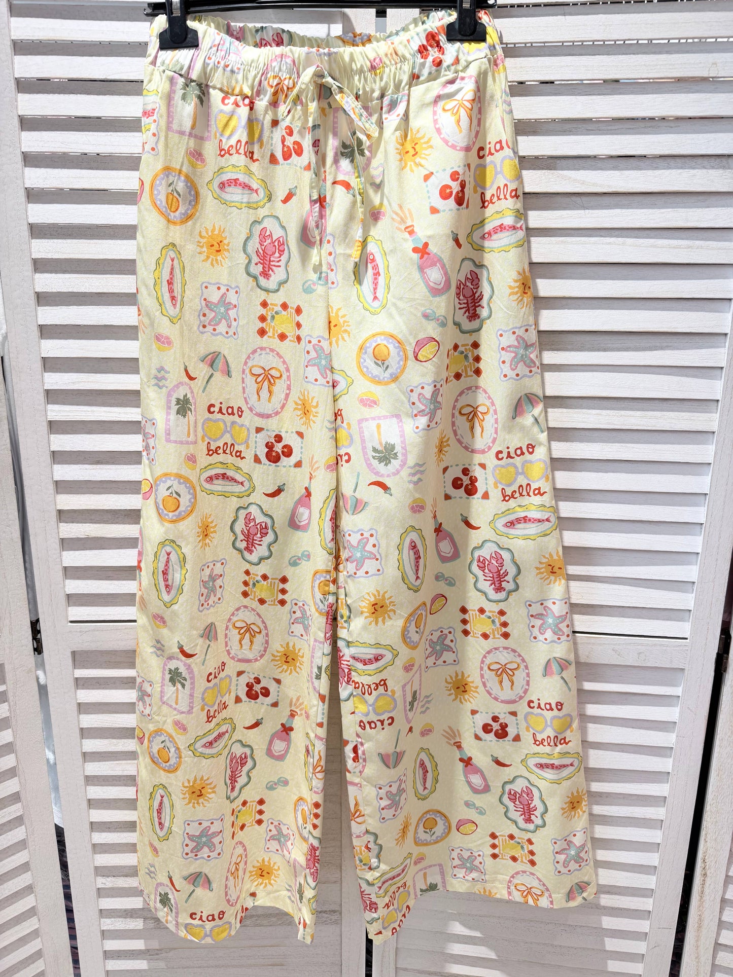 Pantalons imprimés coton: Jaune / TU