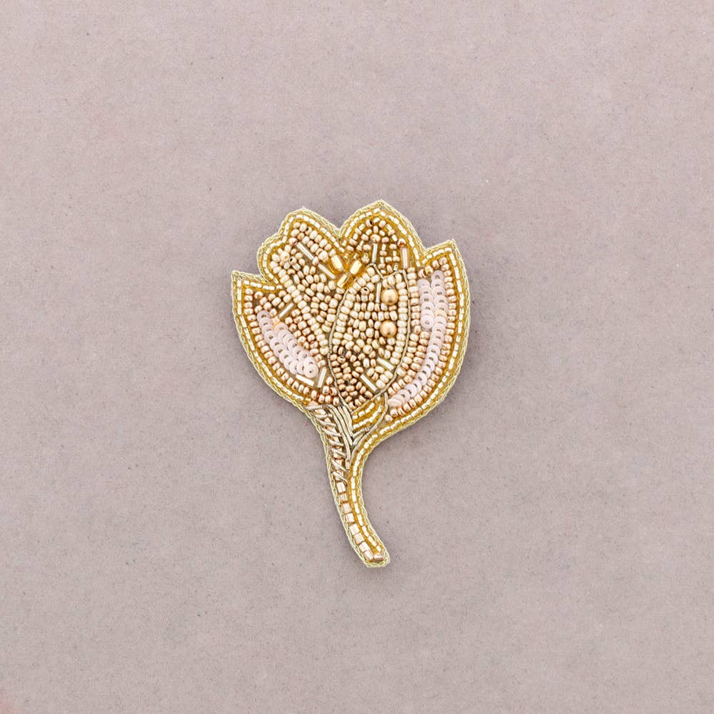 Broche Fleur Perles: Dorado