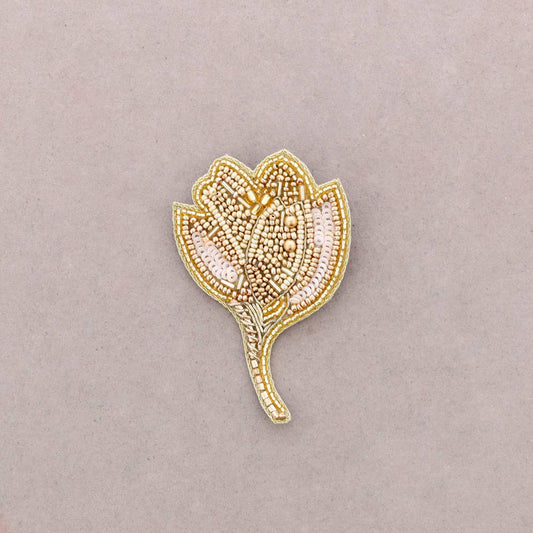 Broche Fleur Perles: Dorado