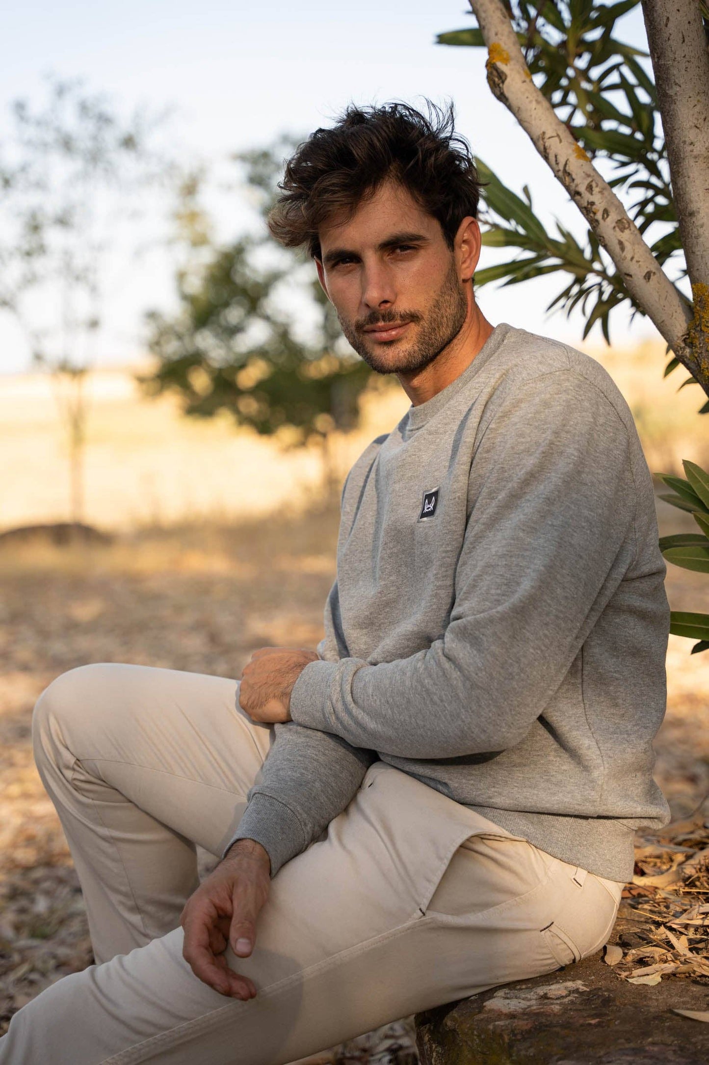 Sweat-shirt Basique Patch Gris: Gris / L