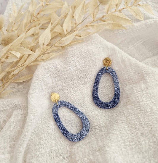 Boucles d'oreilles Alice bleu gris