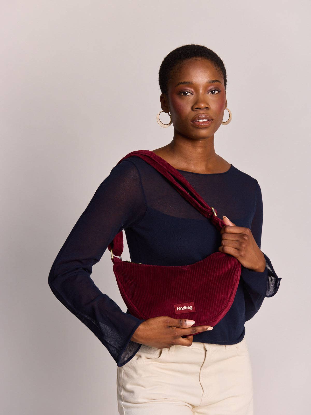 Sac bandoulière andrea velours bordeaux - DupontDupont