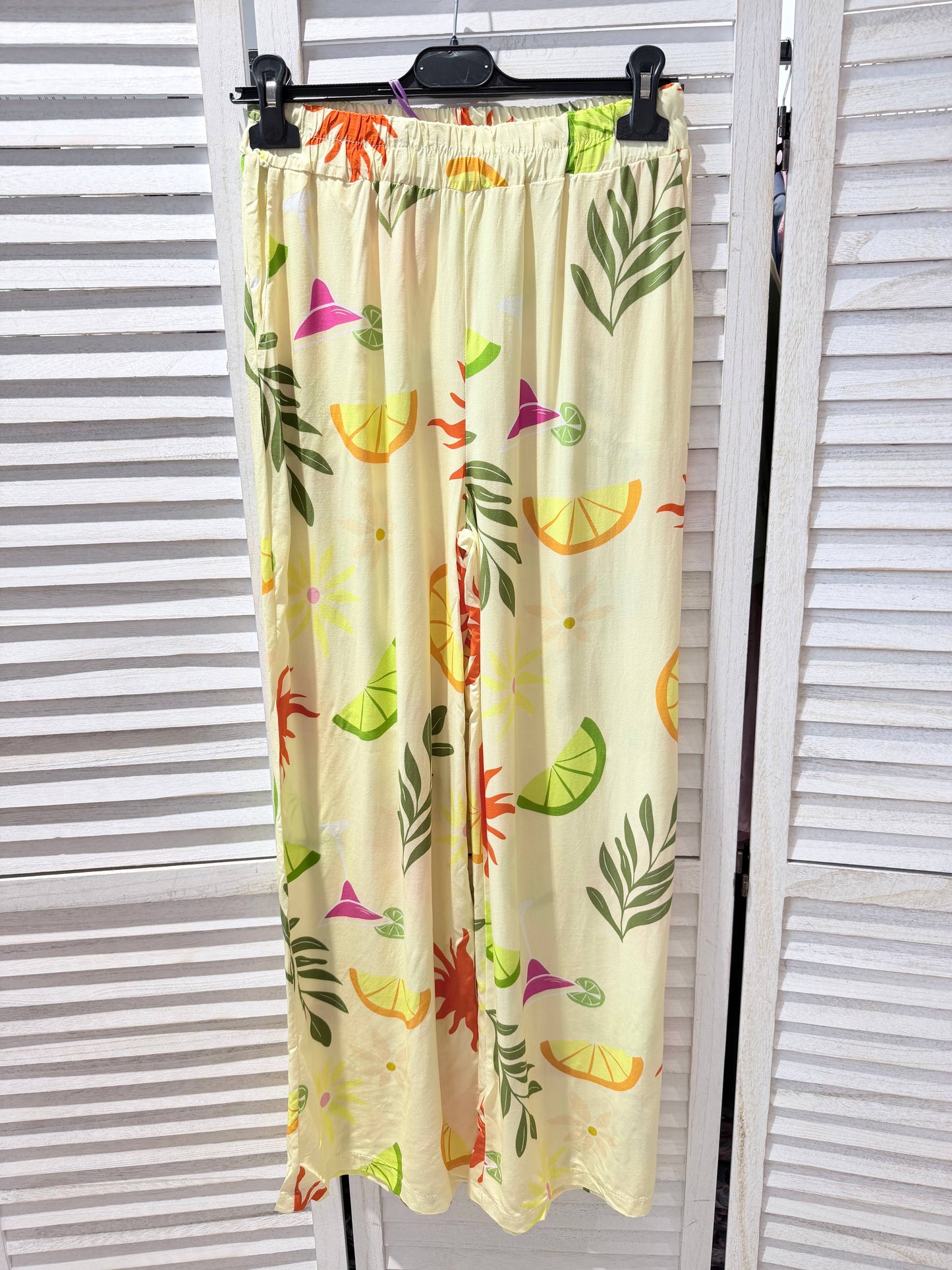 Pantalon fluide imprimé été: Jaune / TU