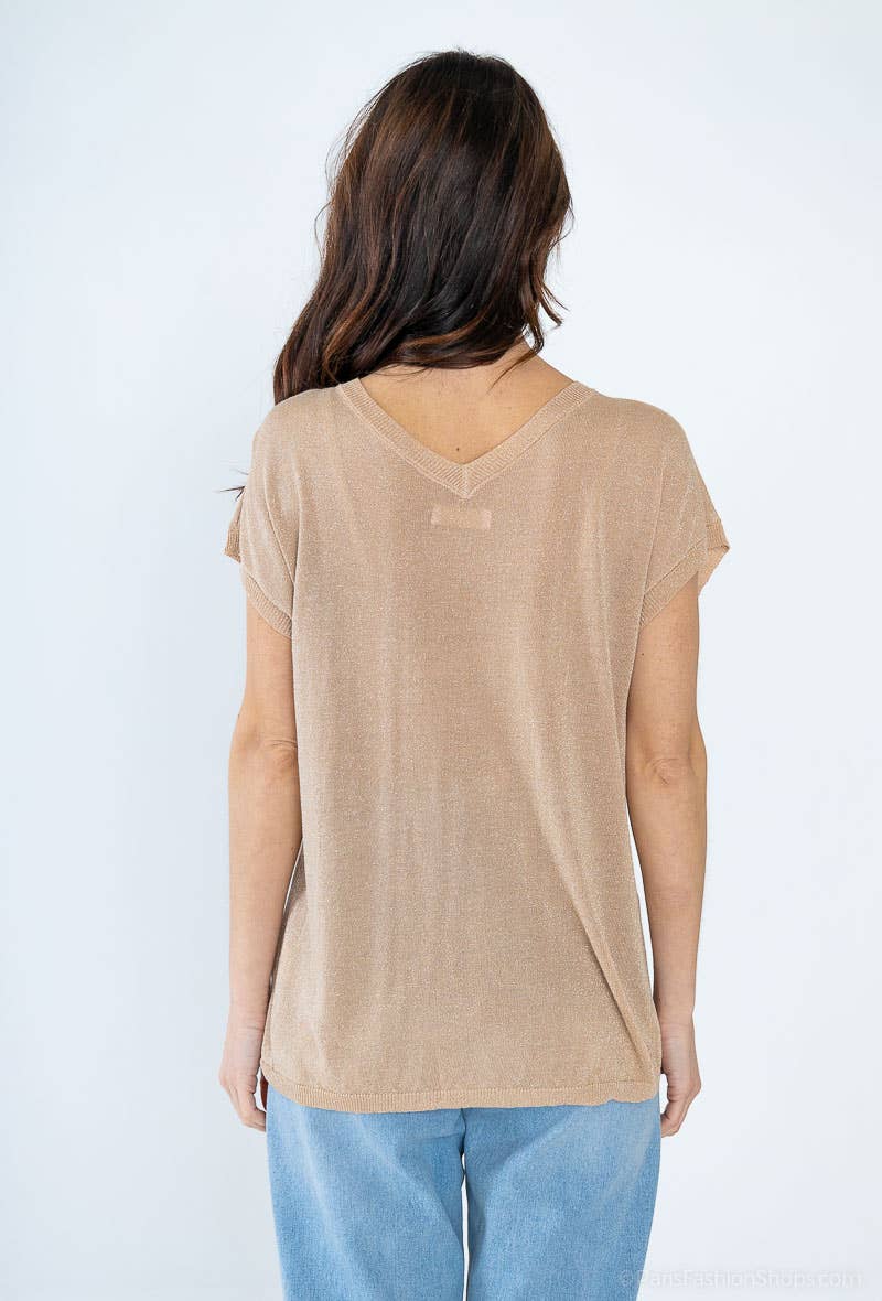 Top en maille Lurex: Beige