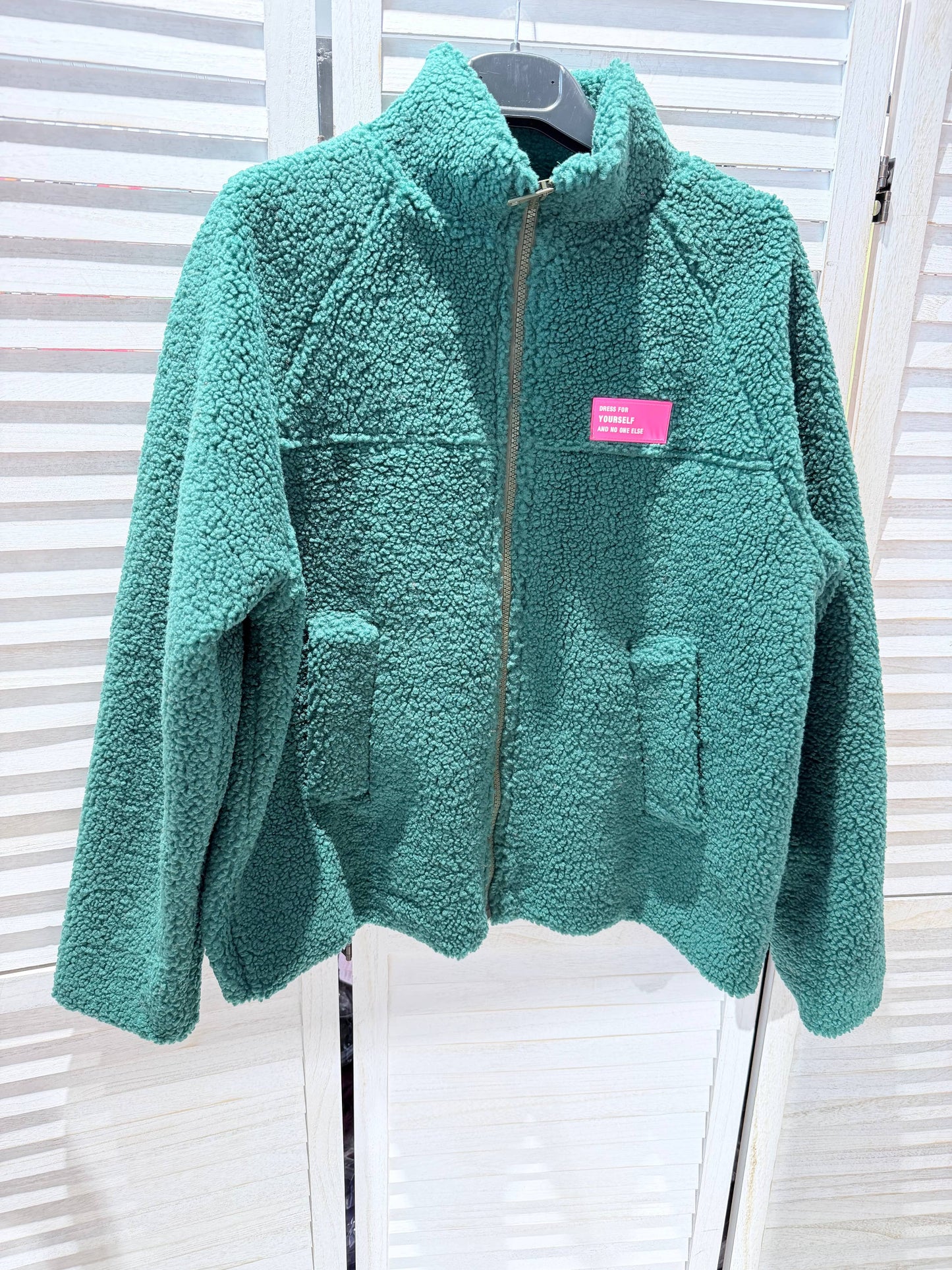 Veste zippée effet moumoute: Vert / TU