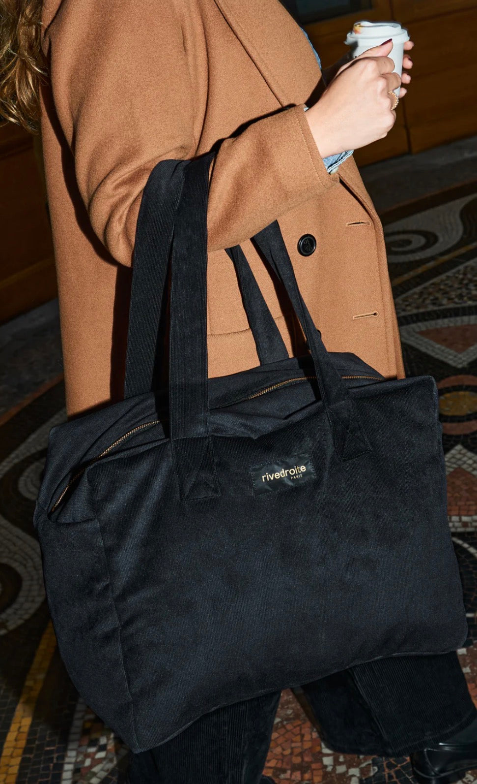 Sac Célestins velours côtelé noir