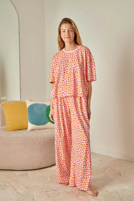 Ensemble long Léopard rose