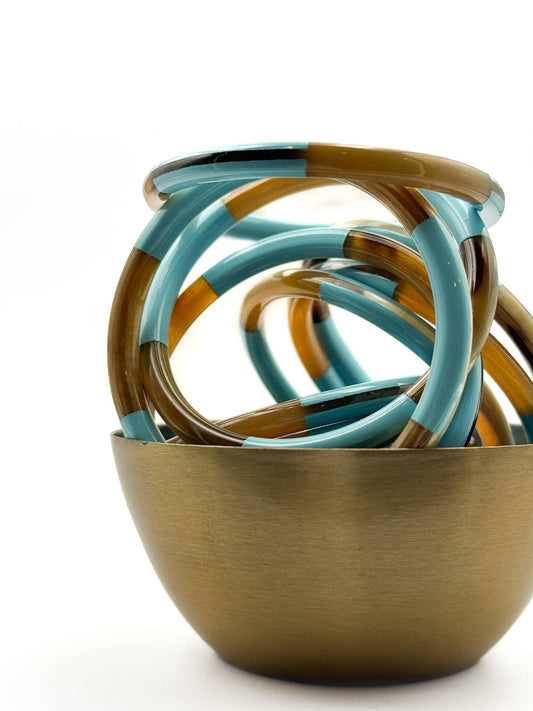 Jonc corne de buffle Bleu 6 mm C83: M - DupontDupont