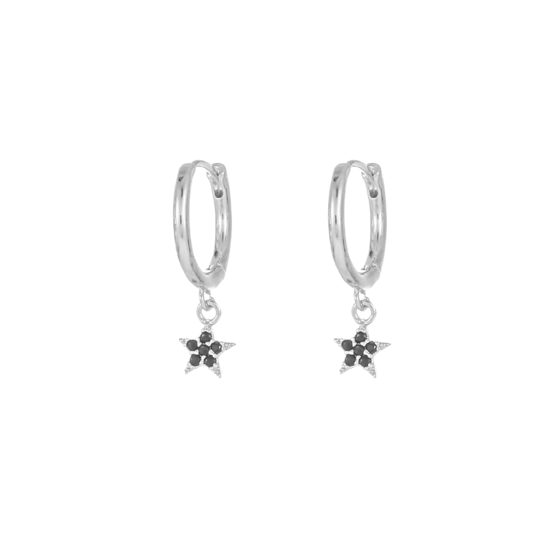 Boucles d’oreilles étoiles noires scintillantes: Noir / Argenté - DupontDupont