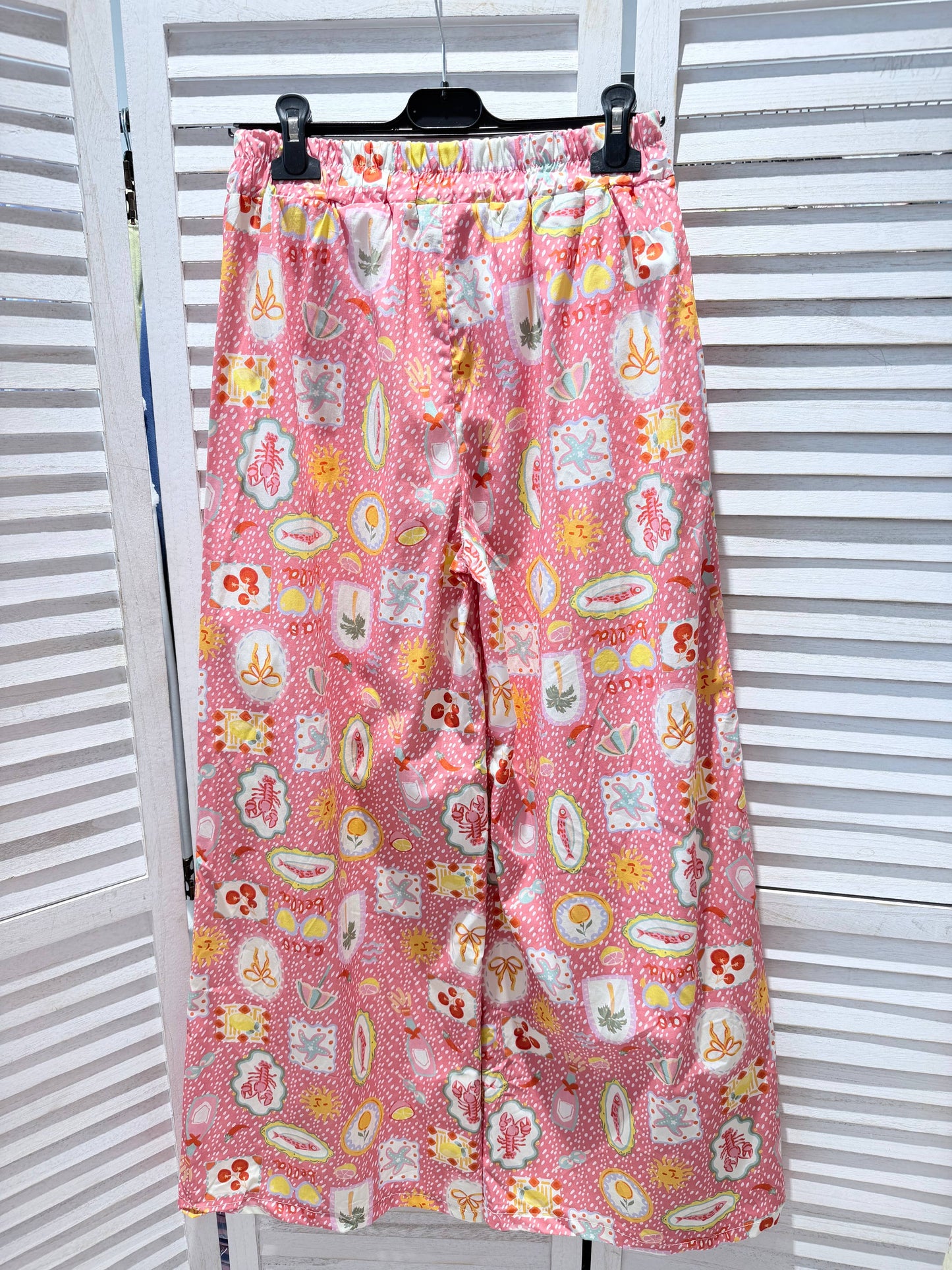 Pantalon imprimé large: Corail / TU