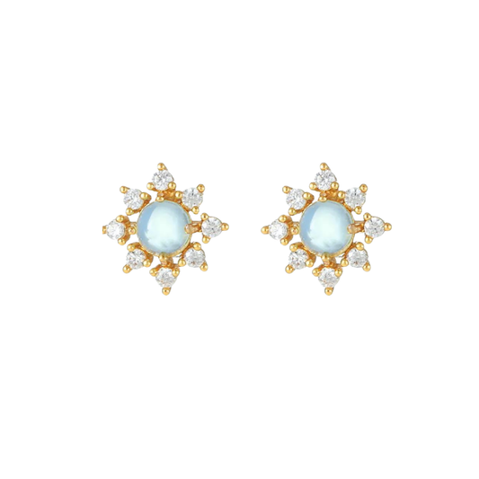 Boucles d'oreilles discrètes Willow: Blanc / Doré - DupontDupont