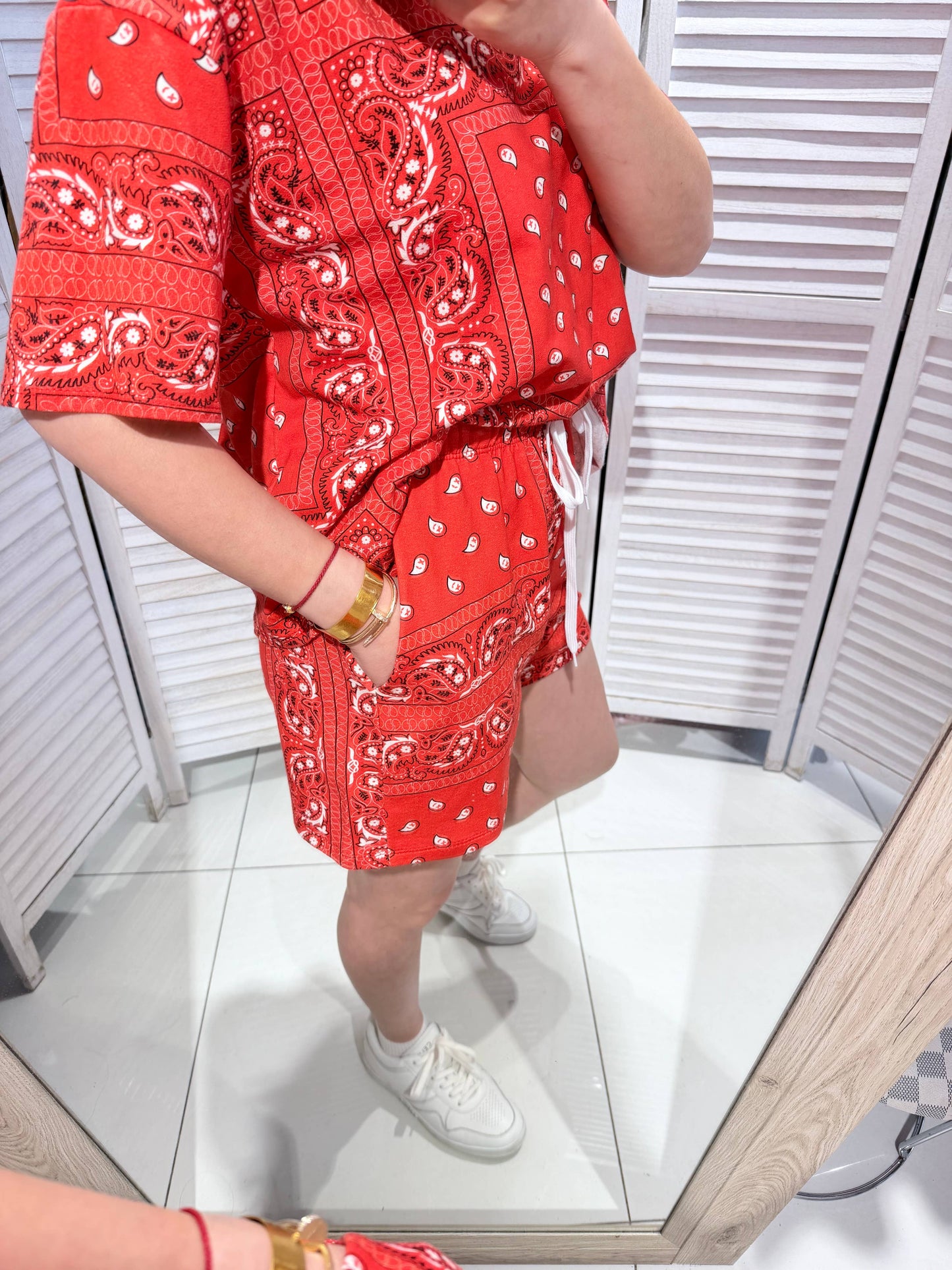 Short imprimé bandana: Rouge / TU
