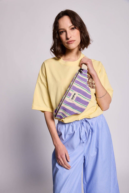 Sac banane Olivia Rayures vert et parme