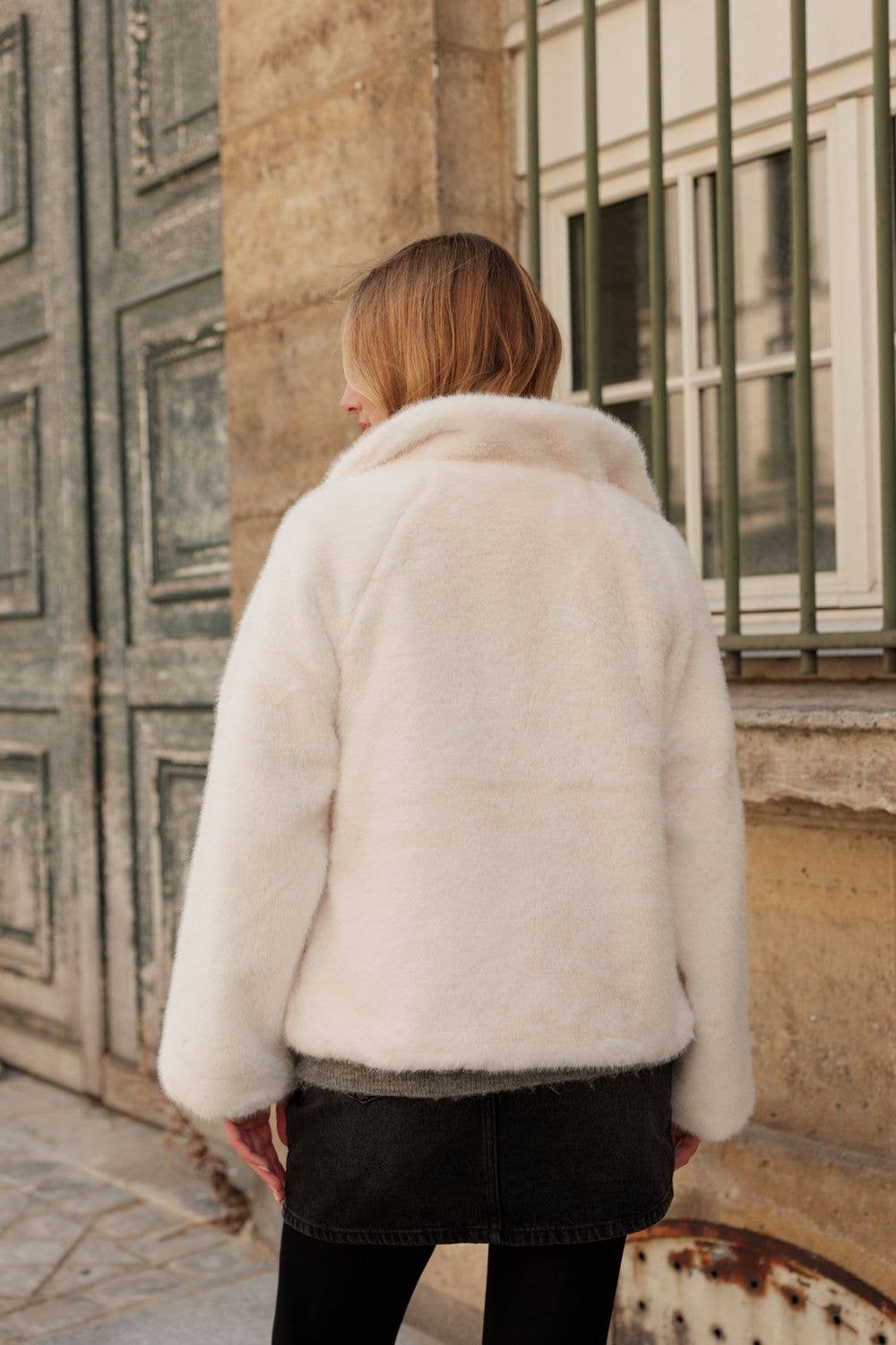 Veste fausse fourrure: Creme