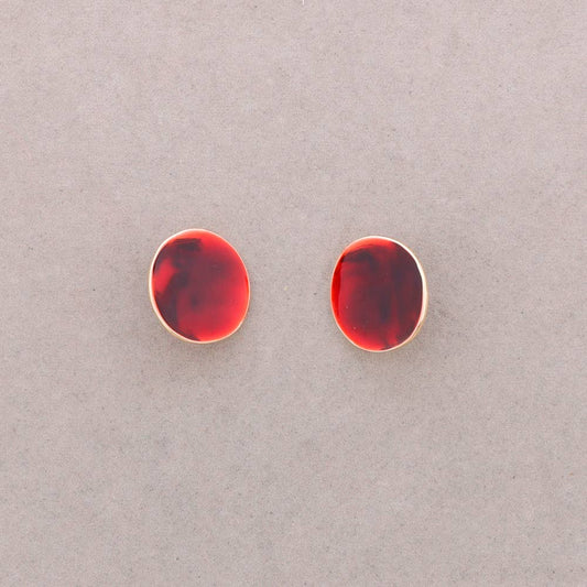 Boucles d'oreilles clip émail Grenat