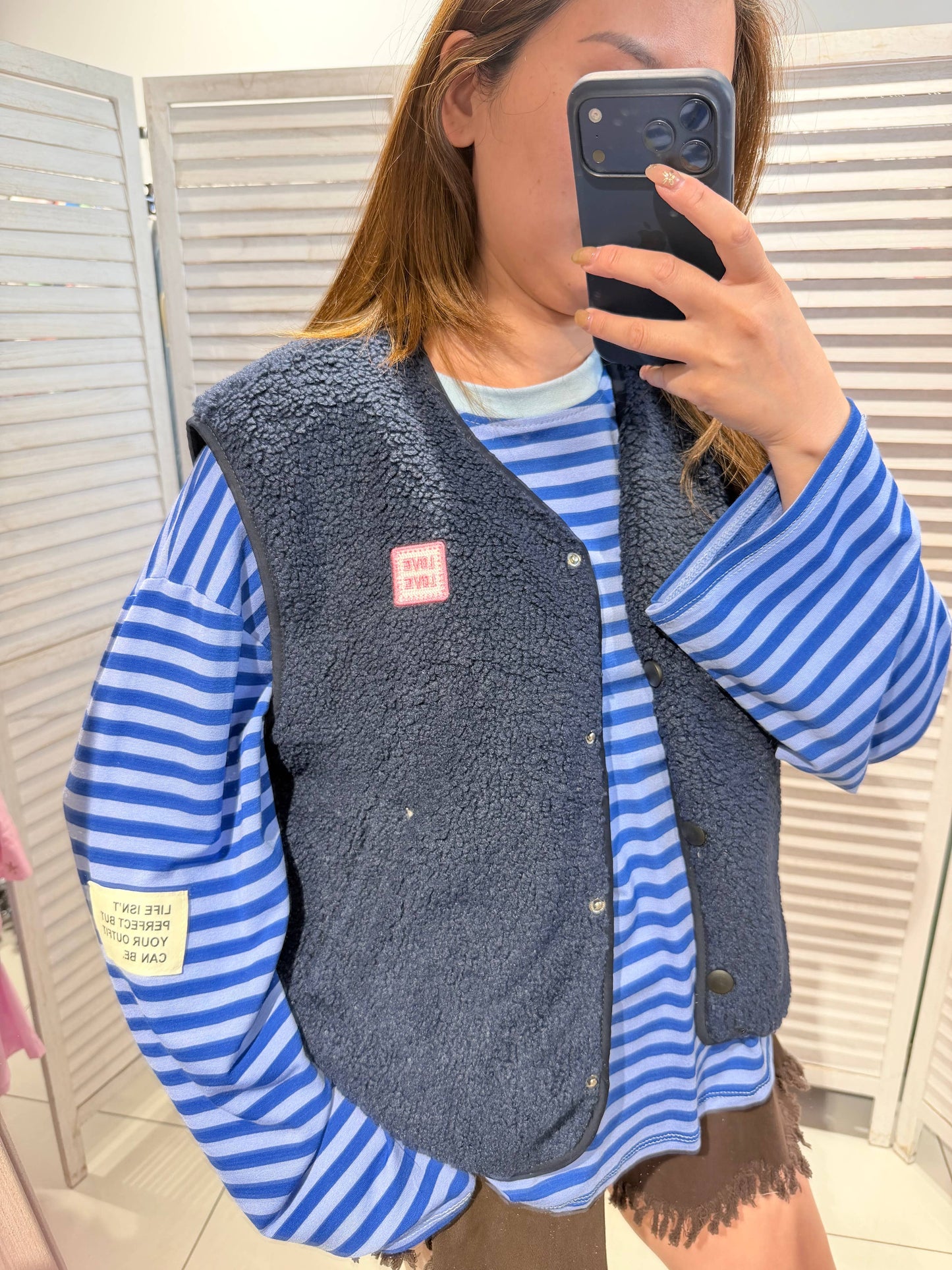Gilet polaire à boutons: Marine / TU