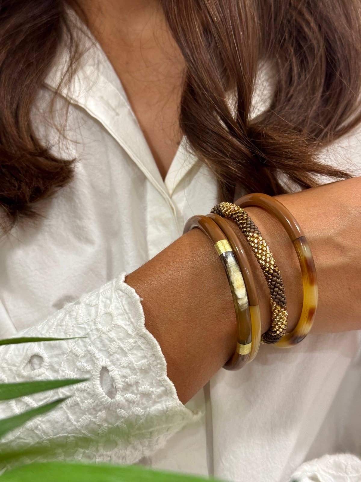 Jonc laqué en corne de buffle Milk Chocolate