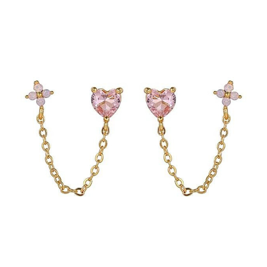 Boucles d'oreilles double rose- unité